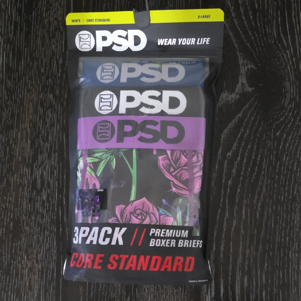 PSD Men's Boxer Briefs 3-Pack - Purple and Black